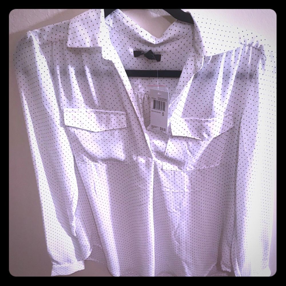 Premise White Button-Down Shirt with Black Micro Dots